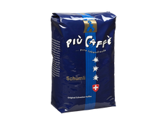 Kaffeebohnen von più caffè Creme Schümli in der blauen Packung. Klassischer Kaffee Creme.